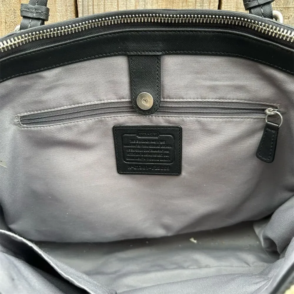 Coach Peyton Leather Double Zip Carryall Tote Bag Black Large